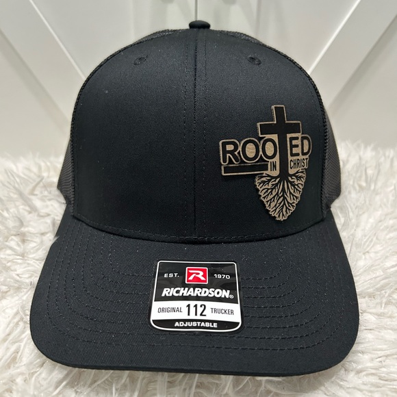 Laser engraved. Rooted in Christ. Richardson 112 trucker hat. - Picture 2 of 2